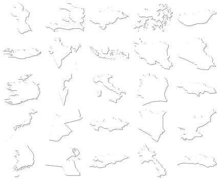 Guyana-Latvia 3D White Maps