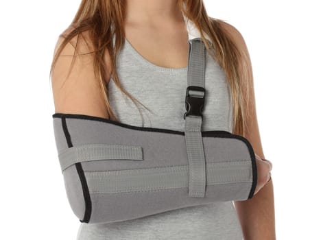 Woman wearing an arm brace