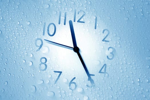 clock on waterdrop background