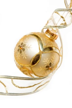 Golden Christmas decoration and ribbon