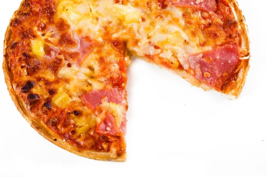 Pizza Hawaii against white background