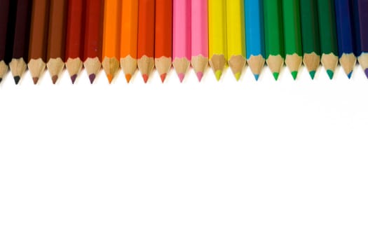Coloured pencils on white