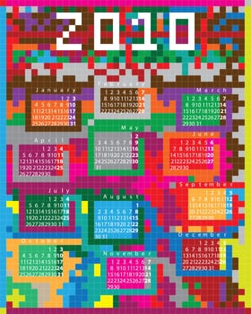 Colorful calendar for 2010