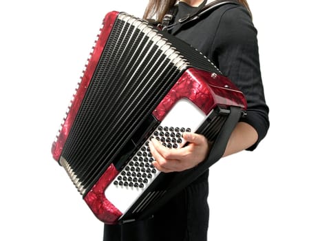 Cutout woman playing accordion