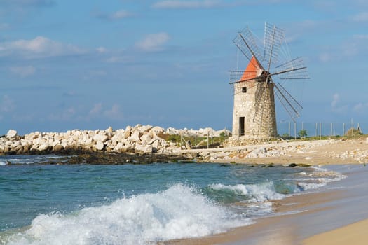 Historic windmill in Sicily