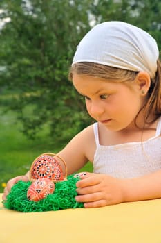 Little girl enjoying Easter time