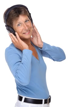 Senior woman listening to music