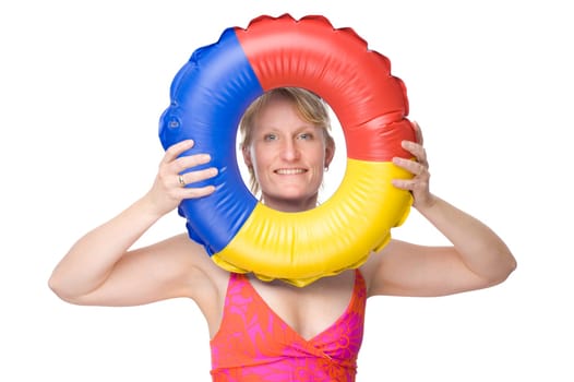 Woman with swimming ring