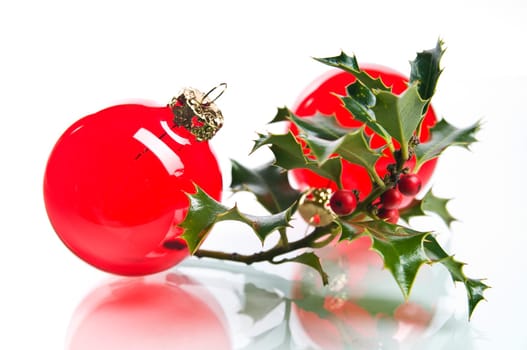 red christmas ball on white background