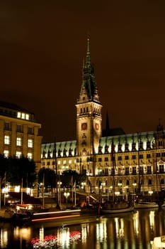 Hamburg City Hall at night