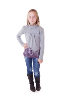 (girl child or girl teenager or girl baby) without shoes isolated