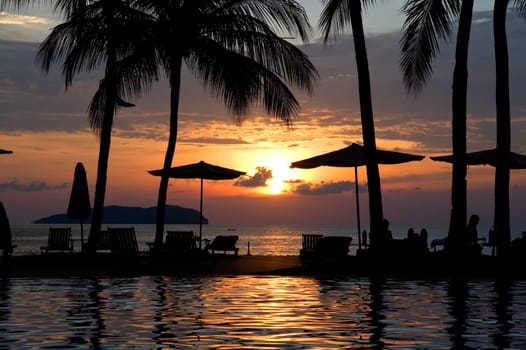 Evening in tropical hotel