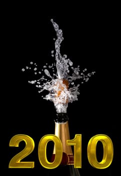 champagne bottle with shotting cork