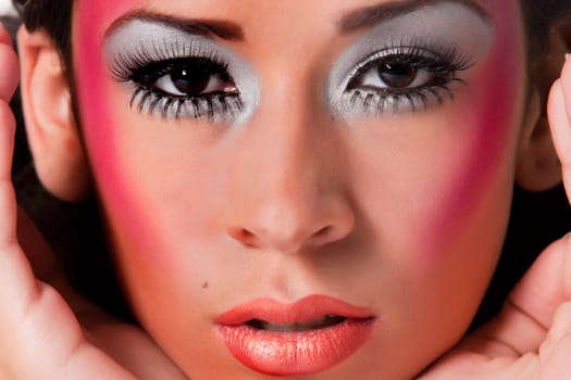 Colored extreme make-up mixed race girly
