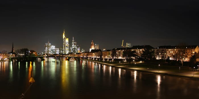 Frankfurt skyline with Main from the east