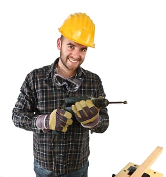 isolated standing handyman with electric