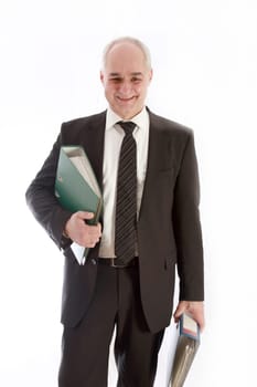A friendly businessman with files in his hands