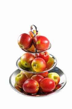 red apples in a cake stand