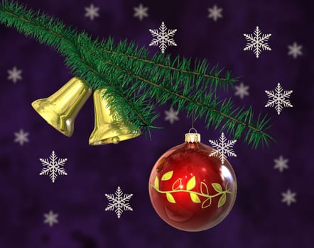 Fir branch with Christmas bells