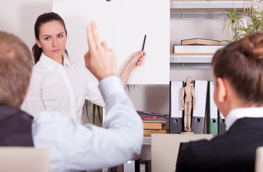 man asking by conference