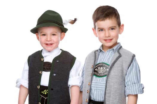 Two children in a Bavarian costume