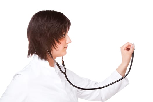 Young female doctor doing an examination