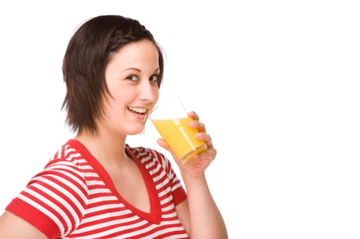 Young woman with a glass of orange juice