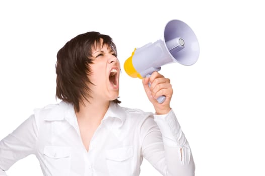 Young woman with a megaphone