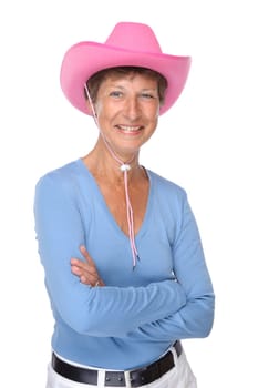 Senior woman with cowboy hat