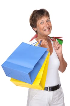 Senior woman with shopping bags