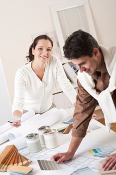 Two interior designer working at office