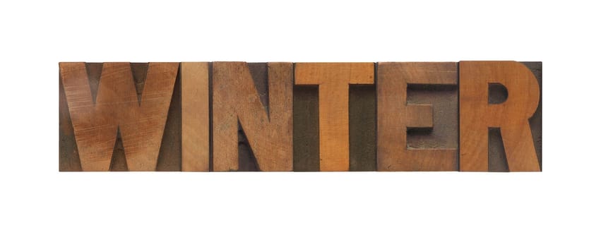 the word winter in old wood type