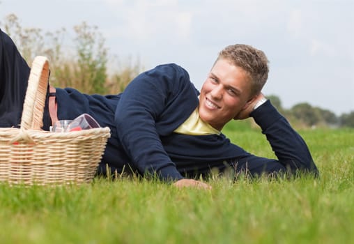 Handsome man at picnic