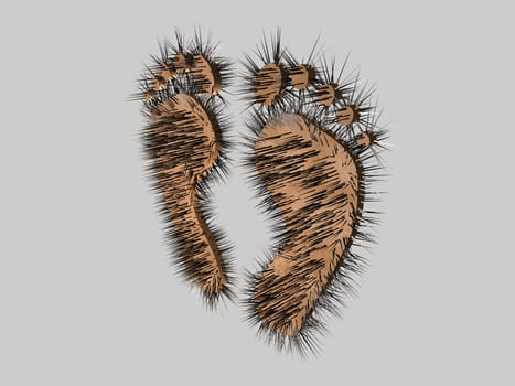 Abstract - Feet with Fur - Isolated - 3D