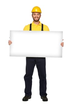 handyman hold white board