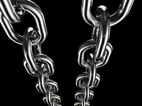 metal chain on black background