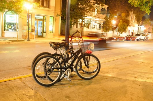 Bicycles on the side of the road in Key West/Florida