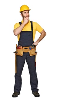 manual worker standing on white backgrou