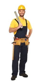 contruction worker with spirit level