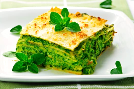 Plate of vegeterian lasagna