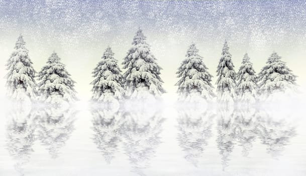Pine trees on hill