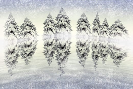 Pine trees on hill