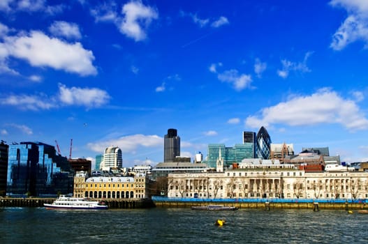 London skyline from Thames river
