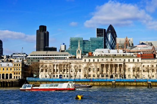 London skyline from Thames river