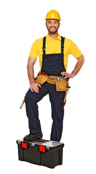 young manual worker with toolbox