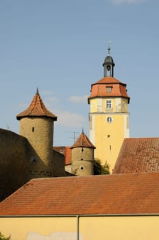 City wall and church in Mainbernheim