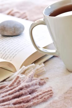 Relaxing reading with tea