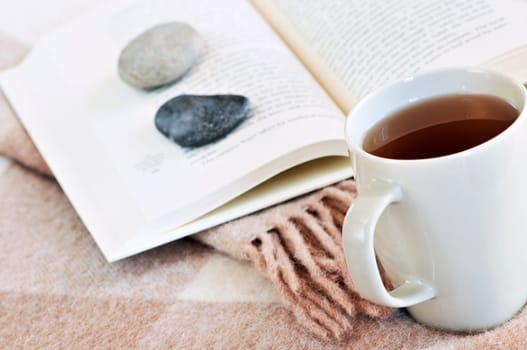 Relaxing reading with tea