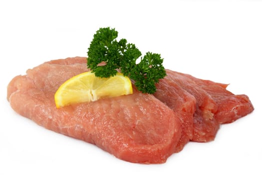 Raw pork schnitzel