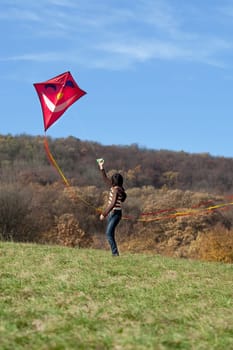 Kite flying in autumn